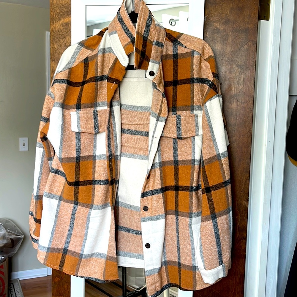 Orange and White Plaid Shacket